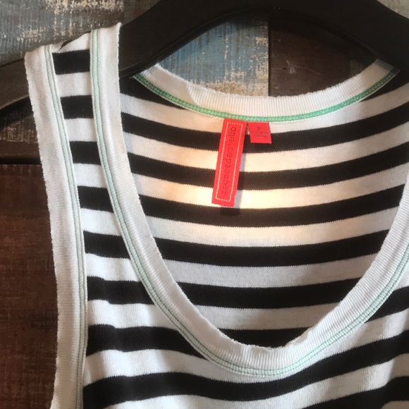 Anthropologie Black and White Striped Top with Green Skirt Mini Dress - Picture 5 of 5